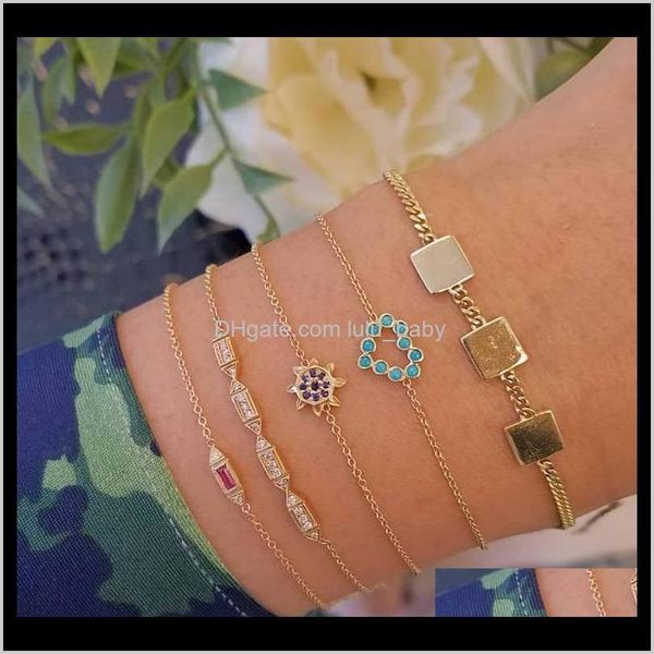 

europe fashion jewelry colorful diamond heart geometry chain 5pcs s630 zn07b charm bracelets s6odg, Golden;silver