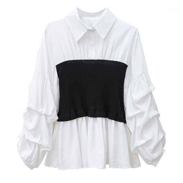 

autumn long sleeve white blouse women blusas mujer de moda 2021 turn down collar chiffon shirt d583 women's blouses & shirts