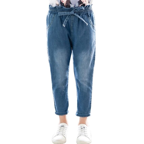 

jeans girl ripped kids girls ruffles for casual style clothes spring autumn 210527, Blue