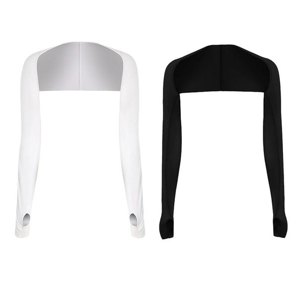 

elbow & knee pads 2pairs cooling shawl arm sleeves sun protection golf anti-uv with finger hole for cycling, Black;gray