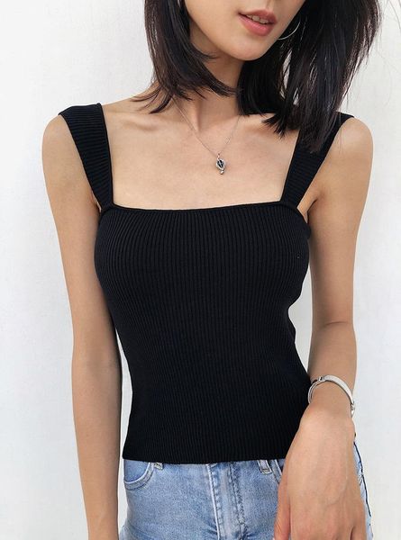 

women's tanks & camis woman summer crop tank vest knitted, White