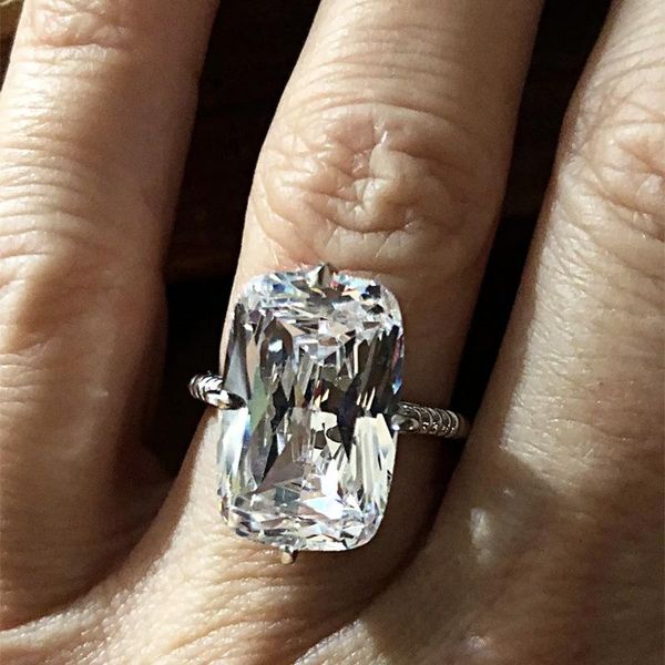 

wedding rings ustar luxury big square cz stone for women hyperbole engagement female fashion jewelry anel, Slivery;golden