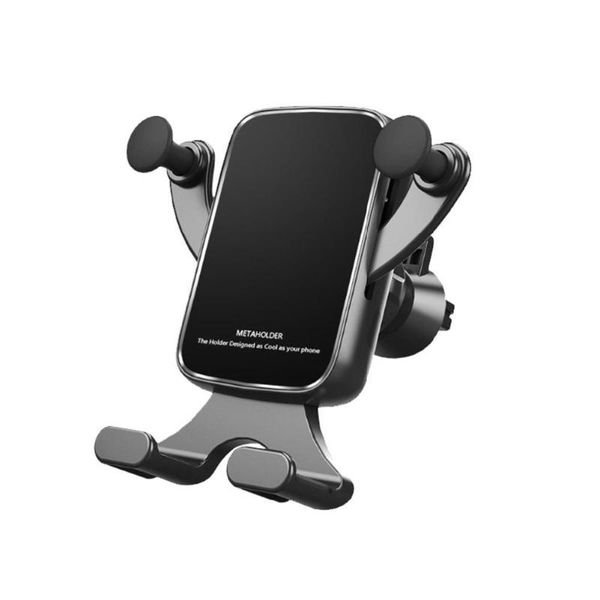 

horizontal vertical screen gravity bracket car phone holder metal universal air outlet mount vehicle stand r60 cell mounts & holders