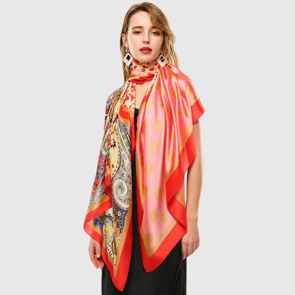 

scarves paisley design women large silk scarf print foulard sunscreen blanket wrap [3377], Blue;gray
