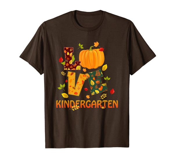 

love kindergarten teacher thanksgiving costume pumpkin t-shirt, White;black