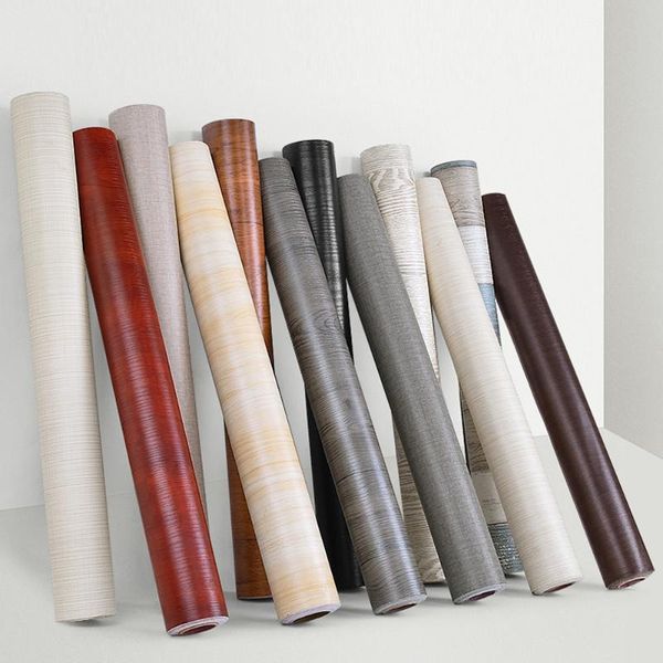 

wallpapers 1m/2m waterproof wood wallpaper roll self adhesive contact paper doors cabinet deskmodern furniture decorative sticker