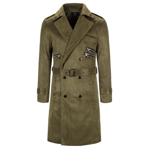 

men's trench coats autumn leisure long coat large size solid color men, Tan;black