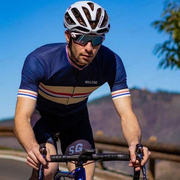 

racing jackets milltag quick dry men blue stripe cycling jersey spring anti-pilling eco-friendly bike clothing road team bicycle wear shirts, Black;red