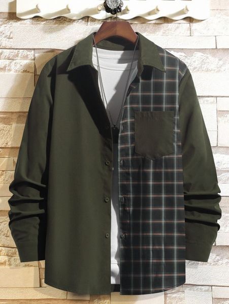 

men plaid button through shirt w7or#, White;black