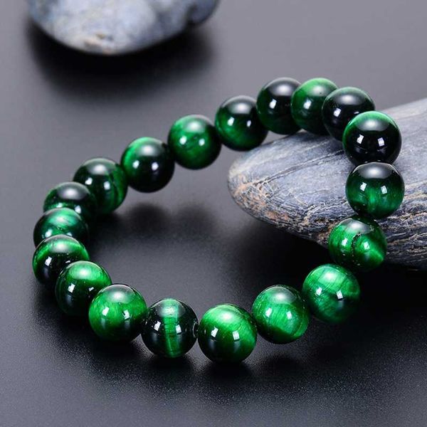 

beaded, strands feng shui gift natural crystal genuine green tiger eye bracelet for man and women handmade good lucky amulet jewellery, Black