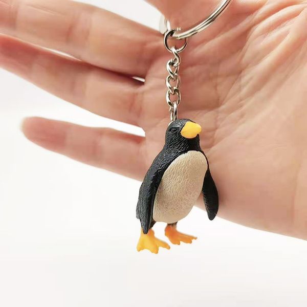 

10pieces/lot cartoon anime cute baby penguin keychain bag pendant gift micro landscape decoration key ring jewelry, Silver