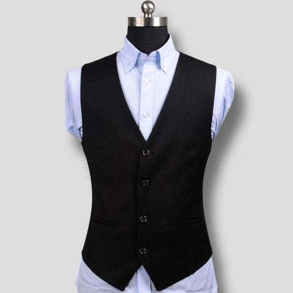 

men's vests tide fashion vest career business casual slim suit waistcoat men wedding black gray red s-4xl, Black;white