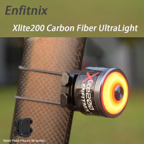 

bike lights enfitnix xlite200 smart bicycle tail light t600 carbon fiber lightweight ultra bright led automatic brake warning nightlight