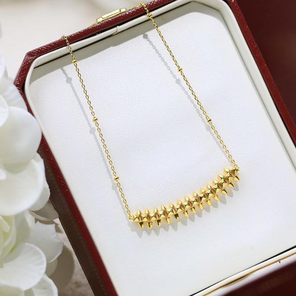 Ketten Gold Niet Halskette für Frauen S925 Sterling Silber Mode Luxus Trend Fee Großhandel Edlen Schmuck Klassische Perlenkette #12