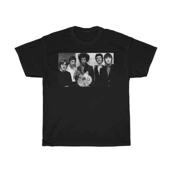 

jimi hendrix with the who 1970 heavy cotton tee, White;black