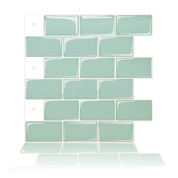 

art3d 30x30cm peel and stick backsplash tiles 3d wall stickers for kitchen bathroom bedroom laundry rooms , shiny teal, wallpapers(10-sheets