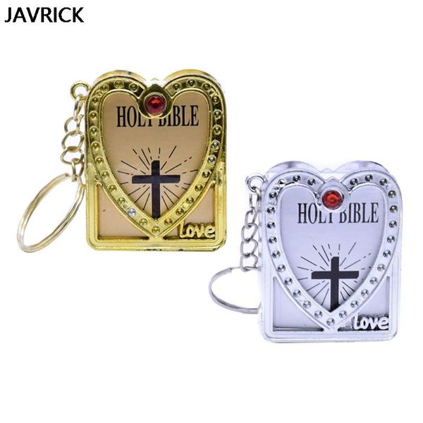 

keychains mini keychain jesus catholic religious jewelry cross holy bible book pendant keyring jewellery, Silver