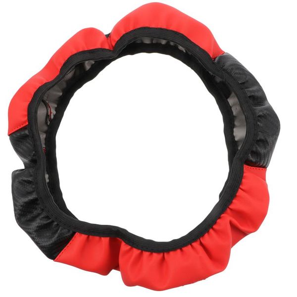 

steering wheel covers universal car wrap elastic band cover (black-red)