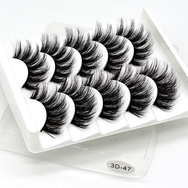 

pairs faux mink hair false eyelashes natural wispy lashes handmade long cross volume eyelash extension big eyes makeup1