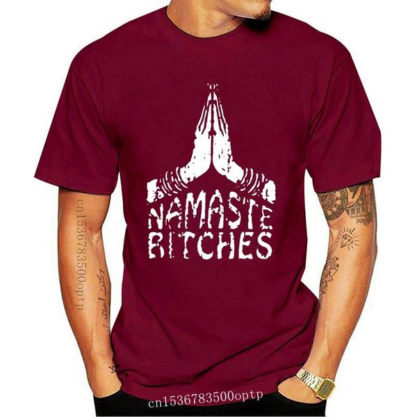 

men's t-shirts 6casual prints tee namaste bitches shirt, & fitted women's sizes, yogas hands gesture man t-shirt, White;black