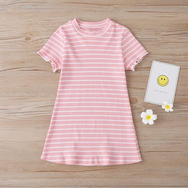 

girl's dresses 2021 spring and summer children's clothing girls fashion short-sleeved striped dress baby girl, Red;yellow