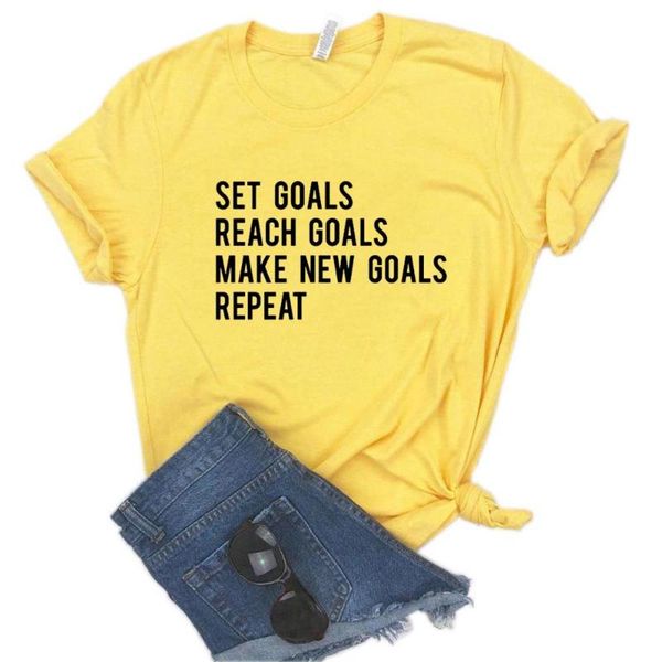 

women's t-shirt set goals reach print women tshirts cotton casual funny t shirt for lady yong girl tee hipster fs-43, White