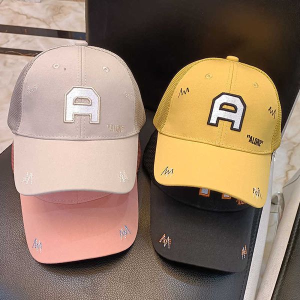 

children's hat spring summer thin breathable mesh children's cap a letter boys and girls children's sun hat, Yellow