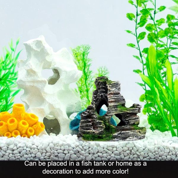 

decorations artificial moss hiding cave mountain view underwater ornament fish tank rockery aquarium simulation stone
