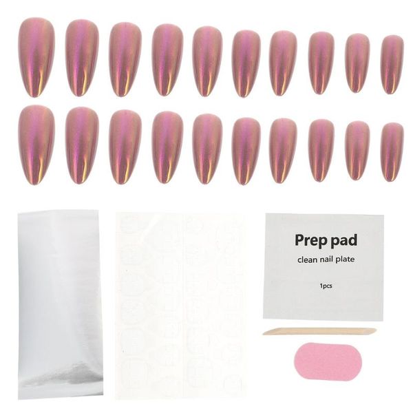 

false nails 24pcs manicure aurora nail professional durable, Red;gold