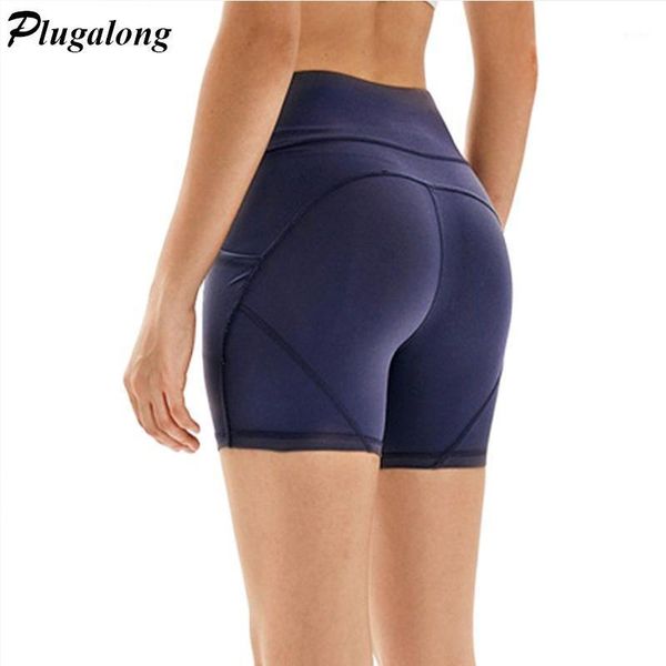 

yoga outfit high waist biker shorts with pockets running tights women sportswear patchwork slim cycling gym clothings workout summer