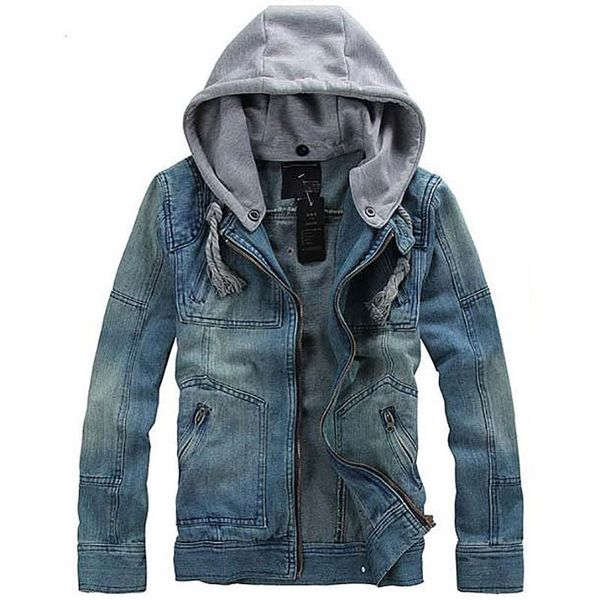 

men's jackets autumn winter denim jacket men large size 5xl casual fashion cotton premium detachable hat jean coats, Black;brown