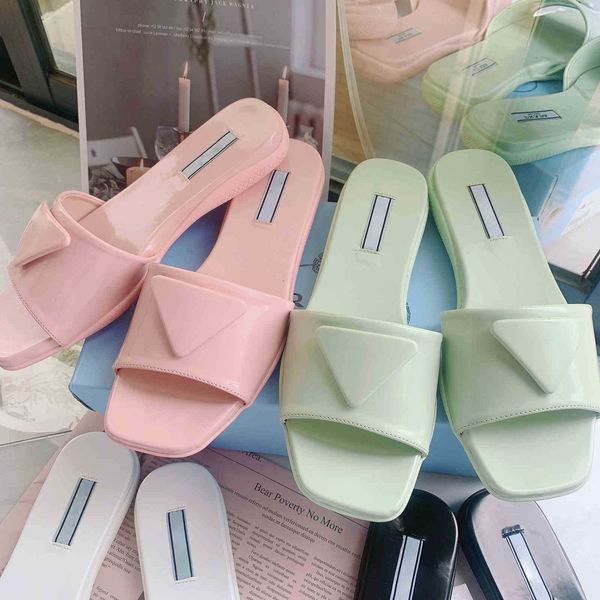 

pujia 2021 summer new leather muller shoes flat bottomed letter triangle sandals zlh u1rv, Black