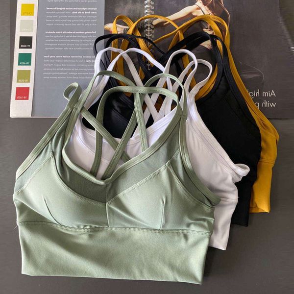 

back tracksuits cross women's sports summer slim yoga underwear widened hem shockproof fitns bra, Gray