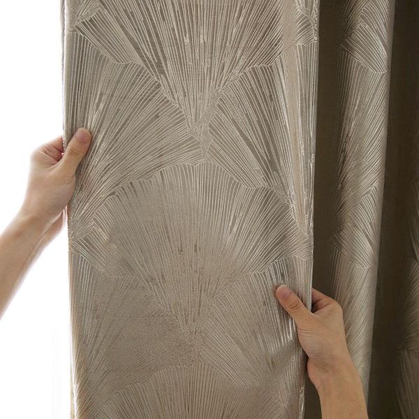 

american luxury ginkgo leaf blackout curtain for livingroom bedroom bay window gilt flocking jacquard fabric home decor4 & drapes