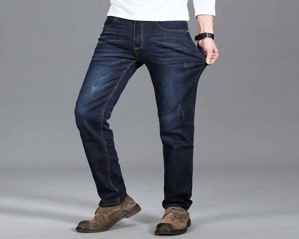 

men skinny denim distressed casual jeans blue solid pants high quality
