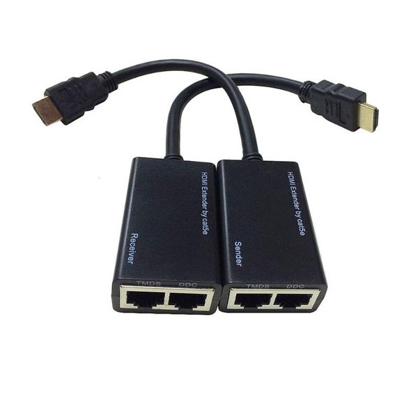 

audio cables & connectors 1080p -compatible extender tx/rx 30m cat6 signal network cable with ir transmitter + receiver for cctv hdtv dv