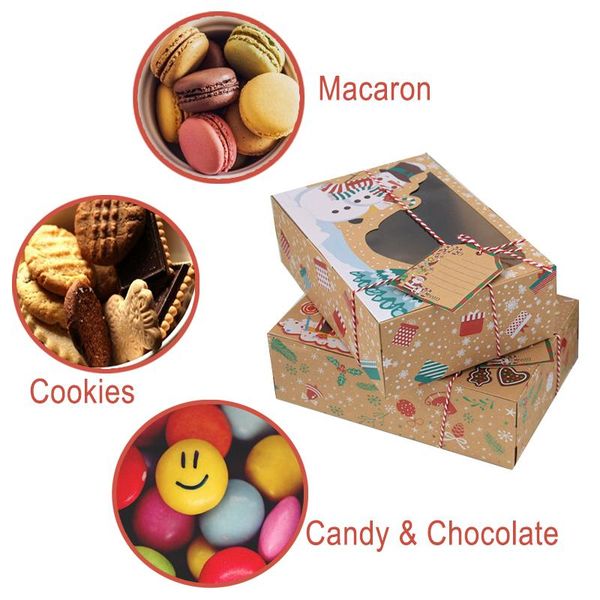 

gift wrap 3/9/12 pcs christmas bakery boxes candy cookie cupcake muffin cake kraft paper large