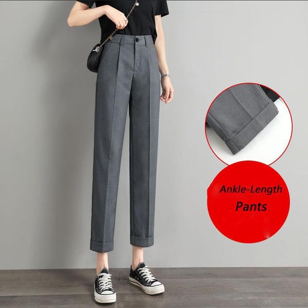 

women's pants & capris 2021 spring autumn women fashion straight suit high waist casual office lady ankle-length suits ladies, Black;white