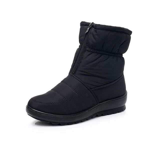 

boots 2021 winter women mid-calf snow high bota waterproof shoes woman plush botas mujer female booties, Black