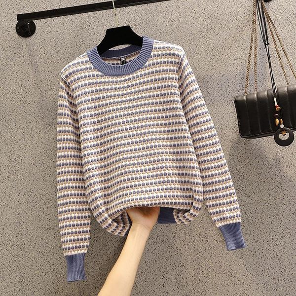 

women's sweaters striped dots knitted plus large size oversize korean style fashion pullovers for autumn clothing ladies sweater 2021 t, White;black