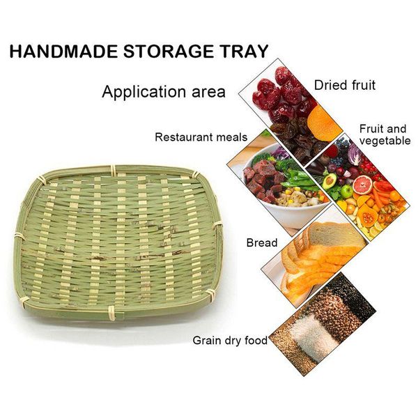 

kitchen storage & organization bamboo braided square fruit plate handmade tray hand-woven bread basket food el restaurant meal