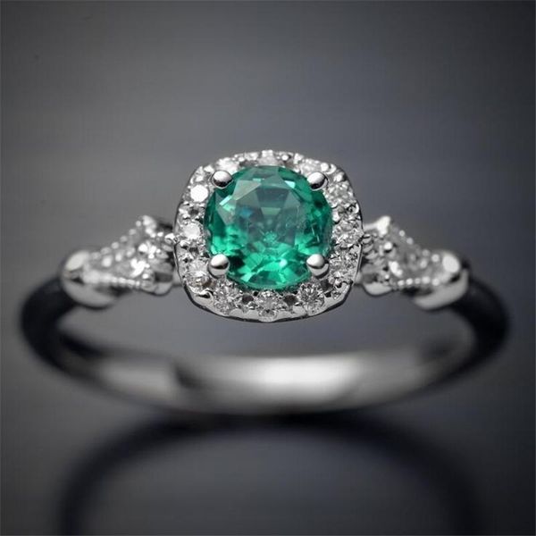 

wedding rings elegant silver female jewelry with green zircon for women accessories ring bague femme anel couples gift, Slivery;golden