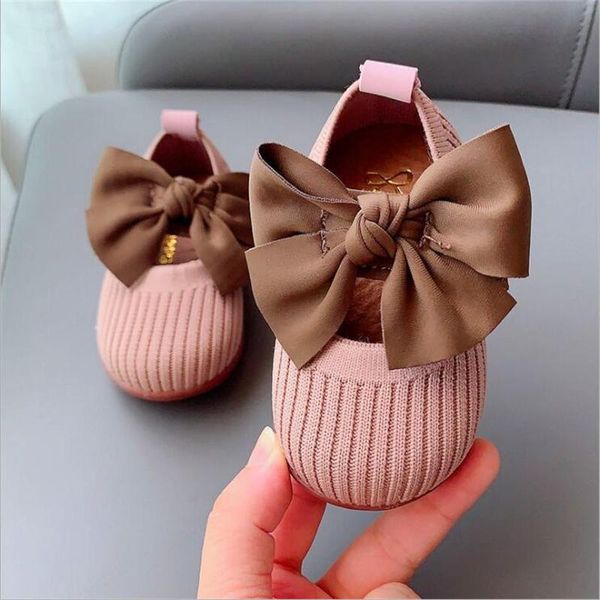 

spring and autumn soft toddler shoes knit mesh sweet toddle born anti-slip sneakers bow baby girls 0-18m first walkers