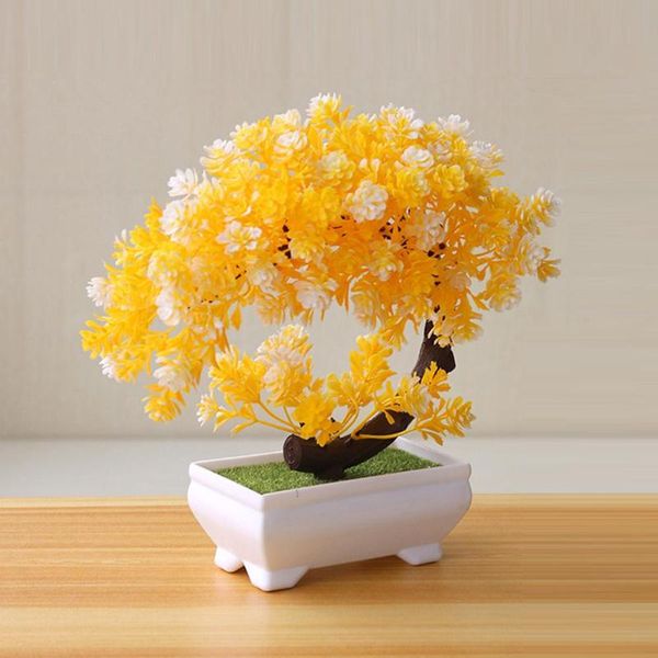 

1pc artificial plants bonsai simulation small tree pot plastic fake flowers potted ornaments for home table garden decor decorative & wreath