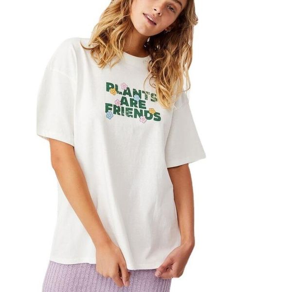 

white letter print t shirts women 2021 summer casual oversized t-shirt short sleeve fashion clothes loose o neck tees women's