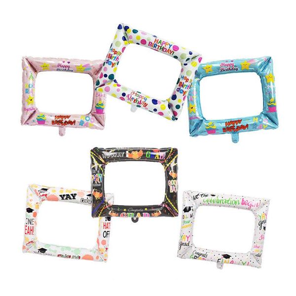 

party decoration 1pcs birthday po booth foil balloons cartoon happy balloon frame props kids decorations