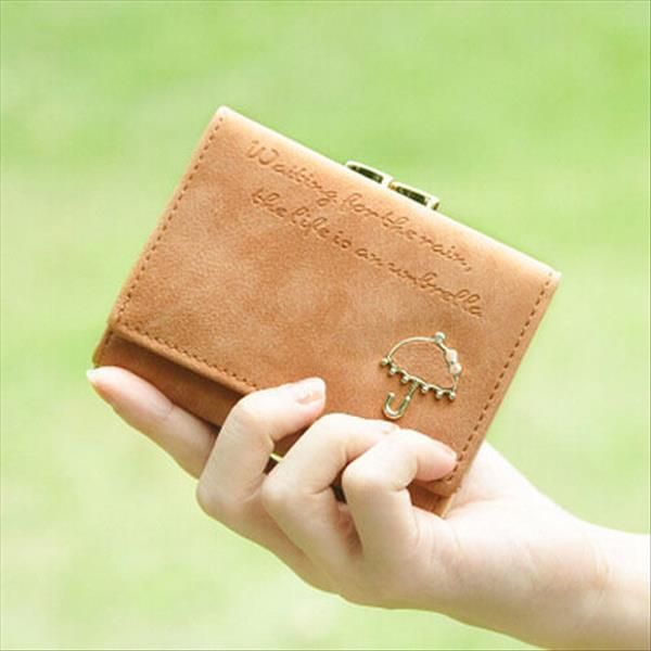 

women umbrella faux leather coin purse clutch card holder short trifold wallet, Red;black