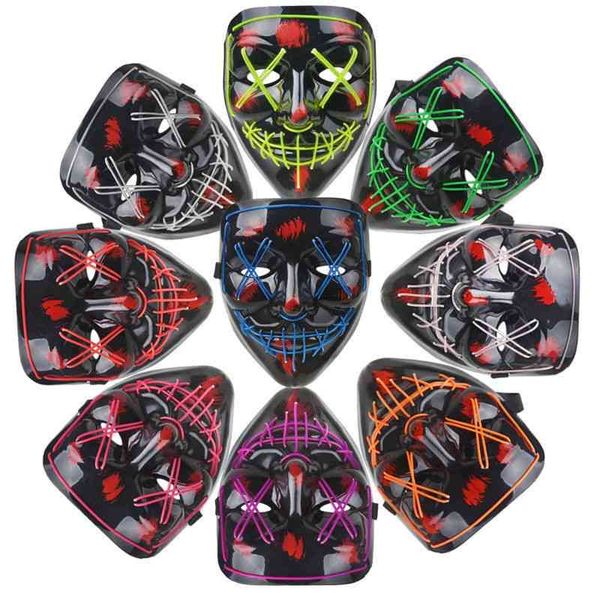 

halloween horror luminous with blood v-face led cold light mask straight