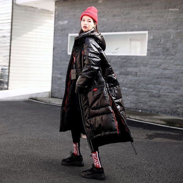 

winter down parka jacket women extra long hooded parkas clothes 2021 thick warm womens coat overcoat plus size 4xl1, Black