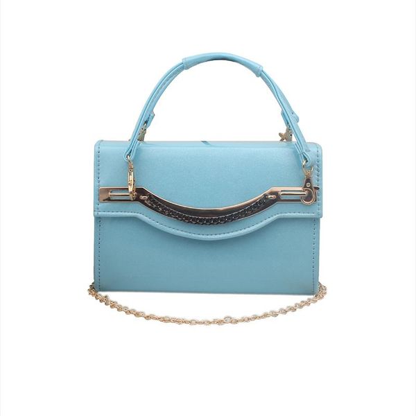 

evening bags 2021 fashion and fresh personality hardware bright bag portable small square dinner lamb pattern pu cow leather